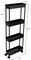 4 Tier Slim Storage Cart,Rolling Storage Cart,Narrow Shelf,Bathroom Rack,Mobile Shelving Unit Organizer for Kitchen, Bathroom, Laundry Room, Black